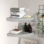 Corner Shelf Set of 2 Gray Honeycomb MDF, metal Small