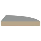 Étagère d'angle 2 pièces en MDF nid d'abeille gris, petite en métal