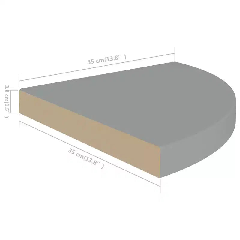 Étagère d'angle 2 pièces en MDF nid d'abeille gris, petite en métal