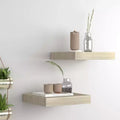 Wall Shelf Set of 2 Oak Honeycomb MDF, Metal 9.1 x 9.3 x 1.5 in