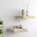 Wall Shelf Set of 2 Oak Honeycomb MDF, Metal 9.1 x 9.3 x 1.5 in
