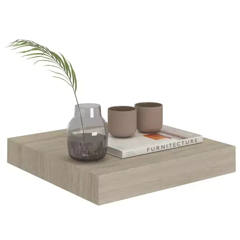 Étagère murale 2 pièces Chêne Noyer MDF, Métal 23,1 x 23,6 x 3,8 cm