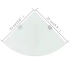 Étagère d'angle 2 pièces en verre trempé blanc 25 x 25 cm