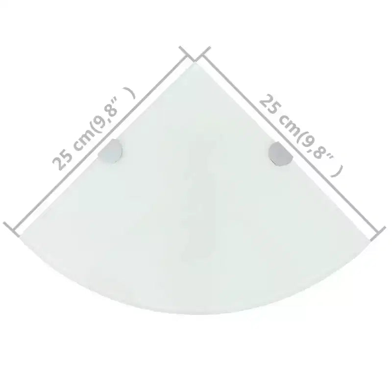Étagère d'angle 2 pièces en verre trempé blanc 25 x 25 cm