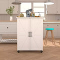 Okak Farmhouse Kitchen Island with 2 Cabinet Doors, Kitchen Cart with Ample Storage Space, Kitchen Island On Wheels for Kitchen, Dining Room, White