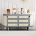 Full/Queen Rattan Murphy Bed Wall Bed with Storage, Wood Cabinet Bed Folding Wall Bed for Guest Room Office