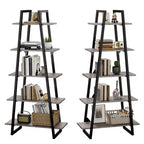 Étagère échelle industrielle à 5 niveaux – Meuble de rangement moderne rustique en bois et métal pour salon et bureau à domicile