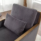 Fauteuil pivotant rond, Fauteuil de salon rembourré en velours côtelé, Chaise de lecture, Canapé simple pour chambre à coucher, appartement ou bureau