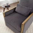 Fauteuil pivotant rond, Fauteuil de salon rembourré en velours côtelé, Chaise de lecture, Canapé simple pour chambre à coucher, appartement ou bureau