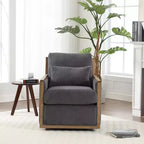 Fauteuil pivotant rond, Fauteuil de salon rembourré en velours côtelé, Chaise de lecture, Canapé simple pour chambre à coucher, appartement ou bureau