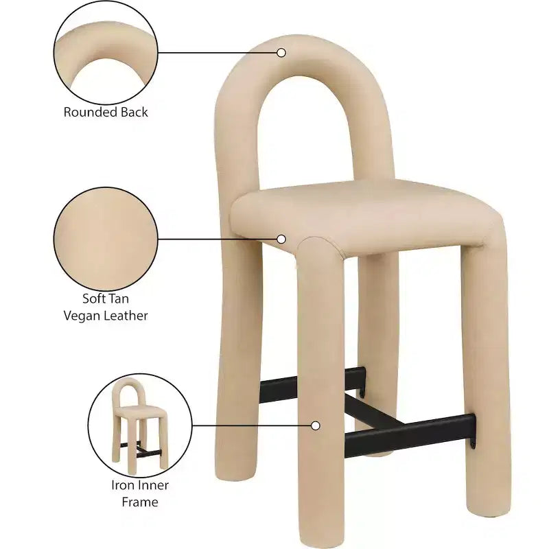 Tabouret haut en cuir végétalien