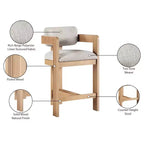 Tabouret de comptoir en tissu texturé lin beige