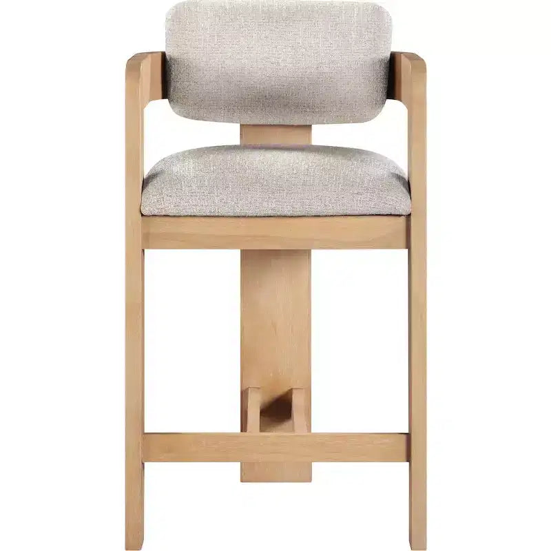 Tabouret de comptoir en tissu texturé lin beige