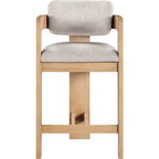 Tabouret de comptoir en tissu texturé lin beige