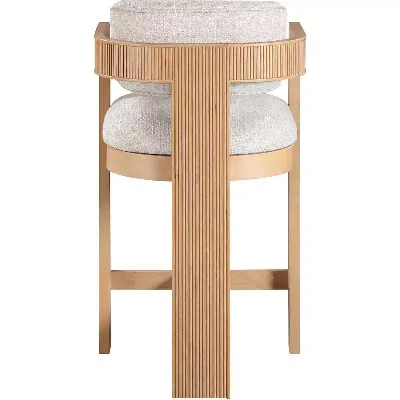 Tabouret de comptoir en tissu texturé lin beige