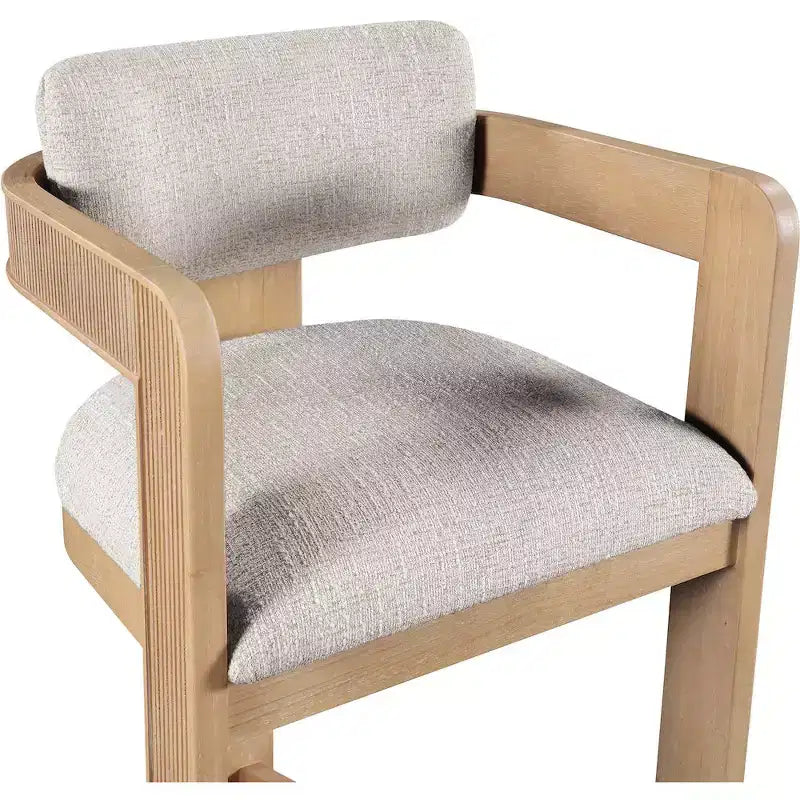 Tabouret de comptoir en tissu texturé lin beige