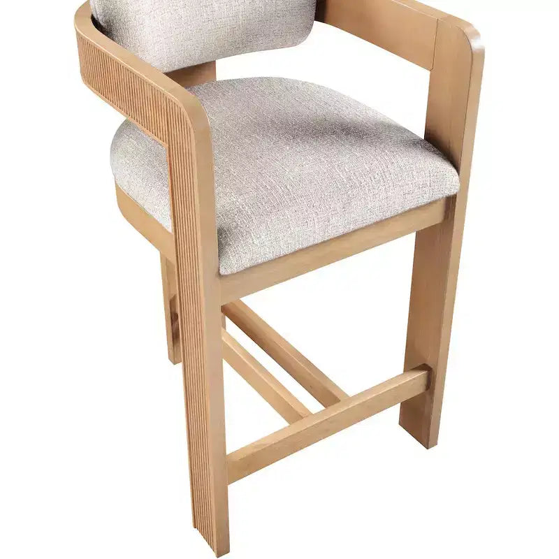 Tabouret de comptoir en tissu texturé lin beige