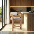Tabouret de comptoir en tissu texturé lin beige