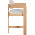 Tabouret de comptoir en tissu texturé lin beige
