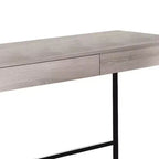 Bureau en bois avec 2 tiroirs et cadre en métal, blanc délavé et noir