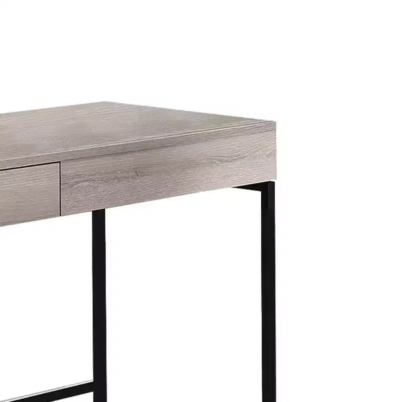 Bureau en bois avec 2 tiroirs et cadre en métal, blanc délavé et noir