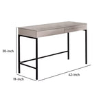 Bureau en bois avec 2 tiroirs et cadre en métal, blanc délavé et noir