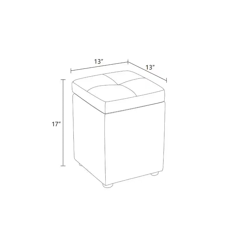 Pouf de rangement carré blanc avec revêtement en similicuir