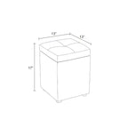 Pouf de rangement carré blanc avec revêtement en similicuir