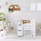 Bureau et chaise d'étude, bureau d'apprentissage pour enfants - Comprend une étagère à livres, un tableau d'affichage, des armoires - Parfait pour les enfants de 3 à 8 ans