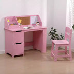 Bureau et chaise d'étude, bureau d'apprentissage pour enfants - Comprend une étagère à livres, un tableau d'affichage, des armoires - Parfait pour les enfants de 3 à 8 ans