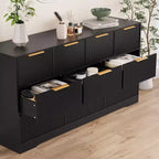 Commode cannelée pour chambre à coucher avec 10 tiroirs, commode moderne de 150 cm de large avec cadre en bois, meuble TV, organisateur de rangement de vêtements en bois