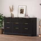 Commode cannelée pour chambre à coucher avec 10 tiroirs, commode moderne de 150 cm de large avec cadre en bois, meuble TV, organisateur de rangement de vêtements en bois