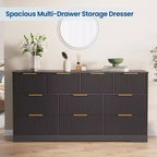 Commode cannelée pour chambre à coucher avec 10 tiroirs, commode moderne de 150 cm de large avec cadre en bois, meuble TV, organisateur de rangement de vêtements en bois