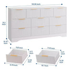 Commode cannelée pour chambre à coucher avec 10 tiroirs, commode moderne de 150 cm de large avec cadre en bois, meuble TV, organisateur de rangement de vêtements en bois