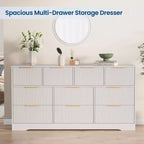 Commode cannelée pour chambre à coucher avec 10 tiroirs, commode moderne de 150 cm de large avec cadre en bois, meuble TV, organisateur de rangement de vêtements en bois