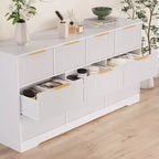 Commode cannelée pour chambre à coucher avec 10 tiroirs, commode moderne de 150 cm de large avec cadre en bois, meuble TV, organisateur de rangement de vêtements en bois