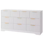 Commode cannelée pour chambre à coucher avec 10 tiroirs, commode moderne de 150 cm de large avec cadre en bois, meuble TV, organisateur de rangement de vêtements en bois
