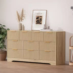 Commode cannelée pour chambre à coucher avec 10 tiroirs, commode moderne de 150 cm de large avec cadre en bois, meuble TV, organisateur de rangement de vêtements en bois