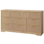Commode cannelée pour chambre à coucher avec 10 tiroirs, commode moderne de 150 cm de large avec cadre en bois, meuble TV, organisateur de rangement de vêtements en bois