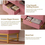 Commode moderne rose à 7 tiroirs avec accents dorés, pour chambre à coucher, salon, grande armoire de rangement anti-basculement