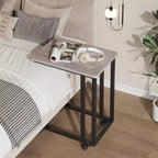 Table d'appoint en C à glisser sous le canapé/lit, roulettes portables/pieds réglables, idéale pour les petits espaces du salon et de la chambre