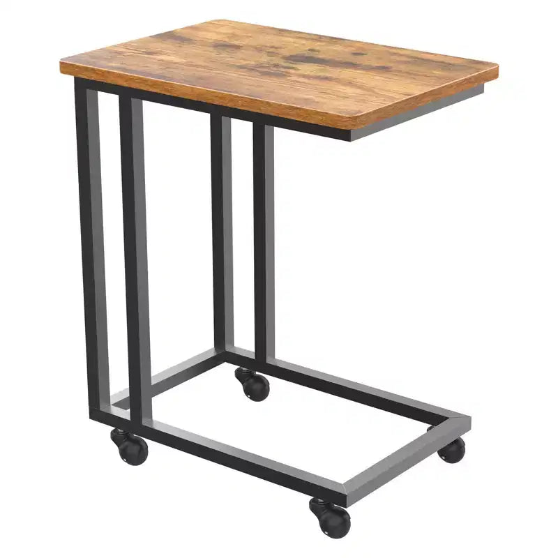 Table d'appoint en C à glisser sous le canapé/lit, roulettes portables/pieds réglables, idéale pour les petits espaces du salon et de la chambre