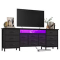 13 Fabric Drawer Dresser for Bedroom, Long Dresser TV Stand with Power Outlet & LED Light