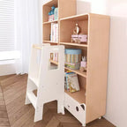 Tour d'apprentissage pour enfants, tabouret de cuisine, tabouret en bois pour tout-petits - Hauteur réglable, pour la cuisine, blanc