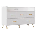 Commode à 5 tiroirs pour chambre à coucher, commode moderne avec lumières LED et station de recharge, organisateur de rangement de vêtements compact en bois