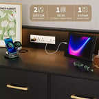 Commode à 5 tiroirs pour chambre à coucher, commode moderne avec lumières LED et station de recharge, organisateur de rangement de vêtements compact en bois