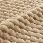 Canapé modulable en forme de L en flanelle 3 places, pouf à boucle, aucun assemblage requis, couleur camel clair