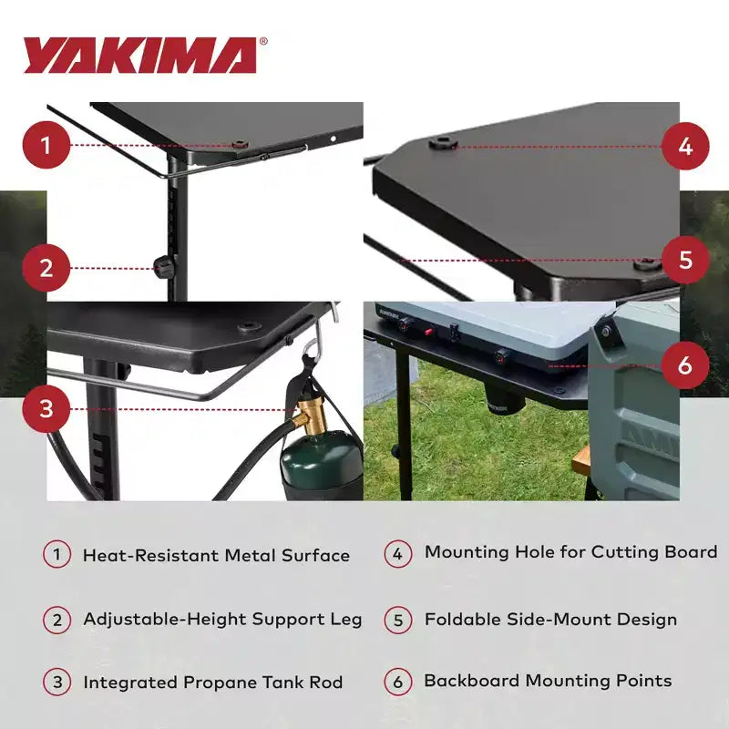 Table d'appoint métallique 16 x 31 po pour bouteilles de propane de réchaud, noire