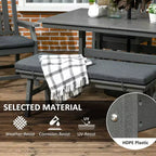Ensemble de salle à manger de patio 6 pièces, table et chaises d'extérieur 6 places, mobilier de conversation, accoudoirs, banquette deux places, table à manger avec trou pour parasol