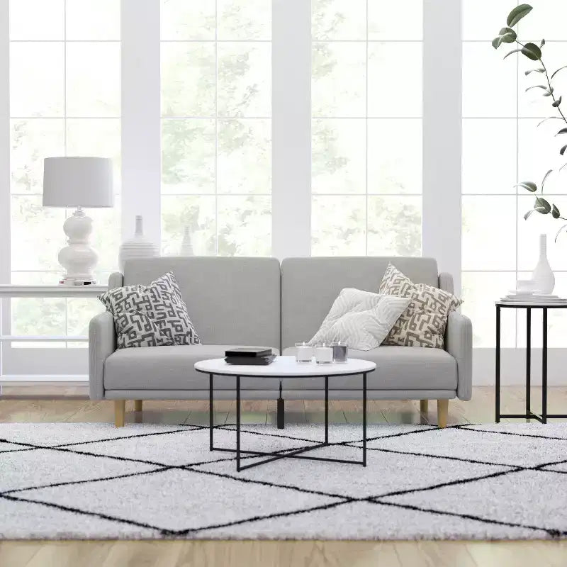 Canapé futon moderne du milieu du siècle à dossier divisé avec 3 positions d'inclinaison